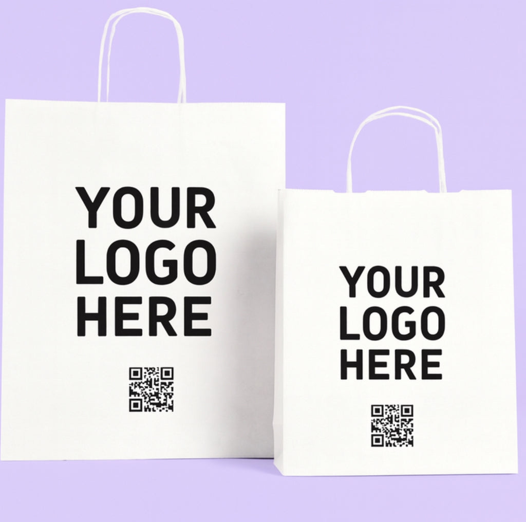 Custom paper White Kraft Bag With Twisted Handle
